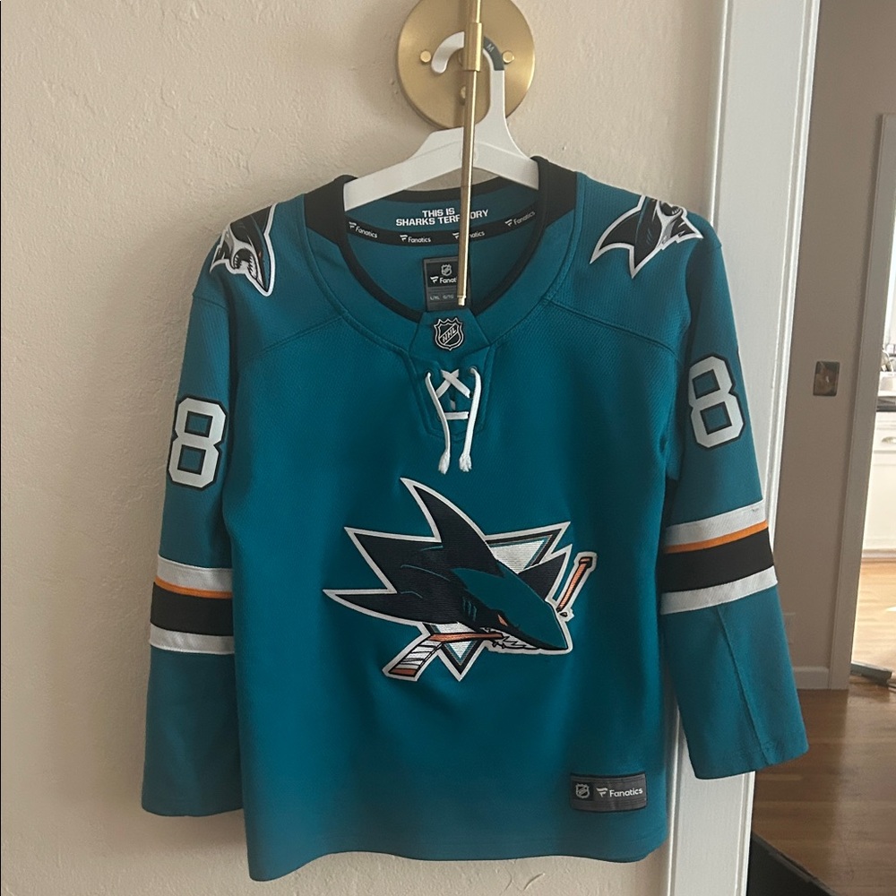 Fanatics Teal Kids Hockey Jersey with Shark Logo